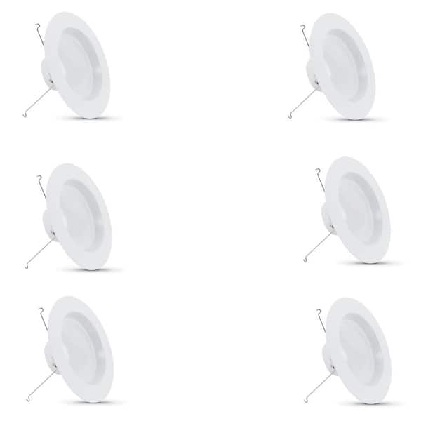 Feit Electric 5/6 in. Integrated LED White Retrofit Recessed Light Trim Dimmable CEC 120W Equivalent Bright White 3000K, 6-Pack