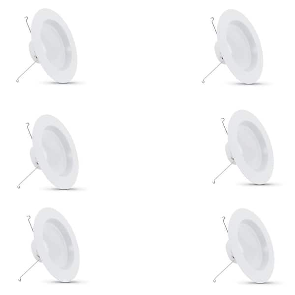 Feit Electric 5/6 in. Integrated LED White Retrofit Recessed Light Trim Kit Dimmable CEC 120W Equivalent Bright White 3000K (6-Pack)