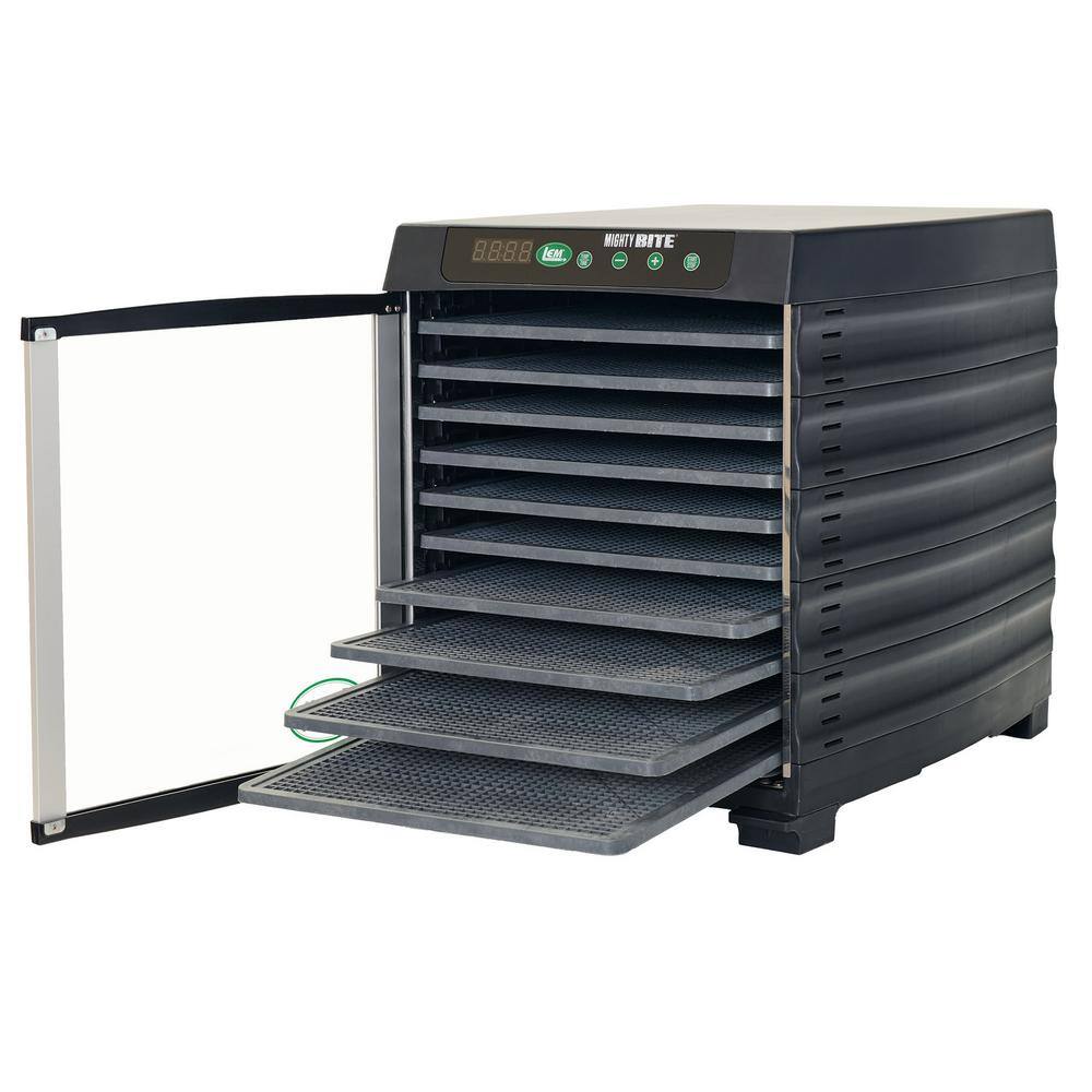 MightyBite 10-Tray Black Polypropylene Food Dehydrator with Digital Timer