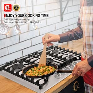 30 in. Built-In Gas Cooktop in Stainless Steel with 5-Burner including Gas Hob Drop-In Gas Cooker NG/LPG Convertible