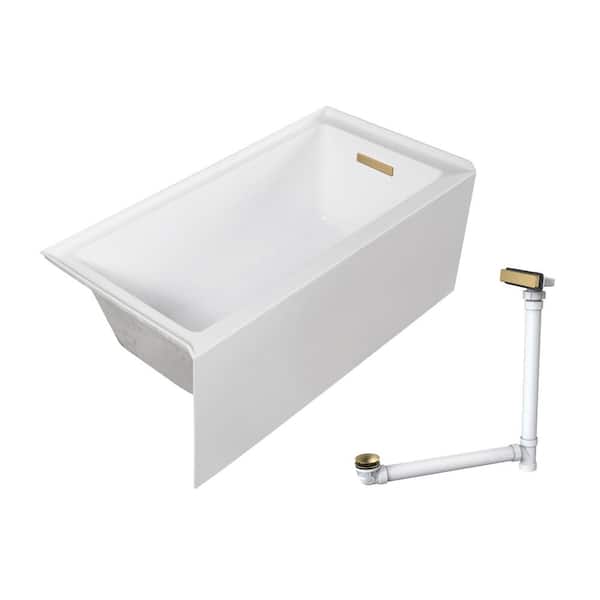 Transolid Unity AFR 60 in. x 30 in. Soaking Bathtub with Right Drain in White/Champagne Bronze