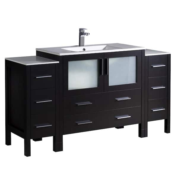 Torino 60 in. Bath Vanity in Espresso with Ceramic Vanity Top in White with White Basin