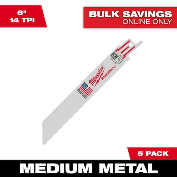 6 in. 14 TPI Medium Metal Cutting SAWZALL Reciprocating Saw Blades (5-Pack)