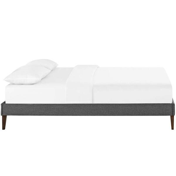 Tessie Gray FabricFull Bed Frame with Squared Tapered Legs