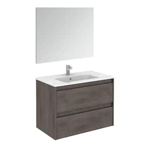 Ambra 31.6 in. W x 18.1 in. D x 22.3 in. H Complete Bathroom Vanity Unit in Samara Ash with Mirror