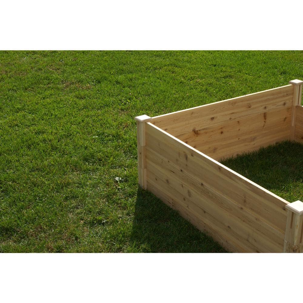 4 ft x 4 ft Natural Fir Wood Raised Garden Bed