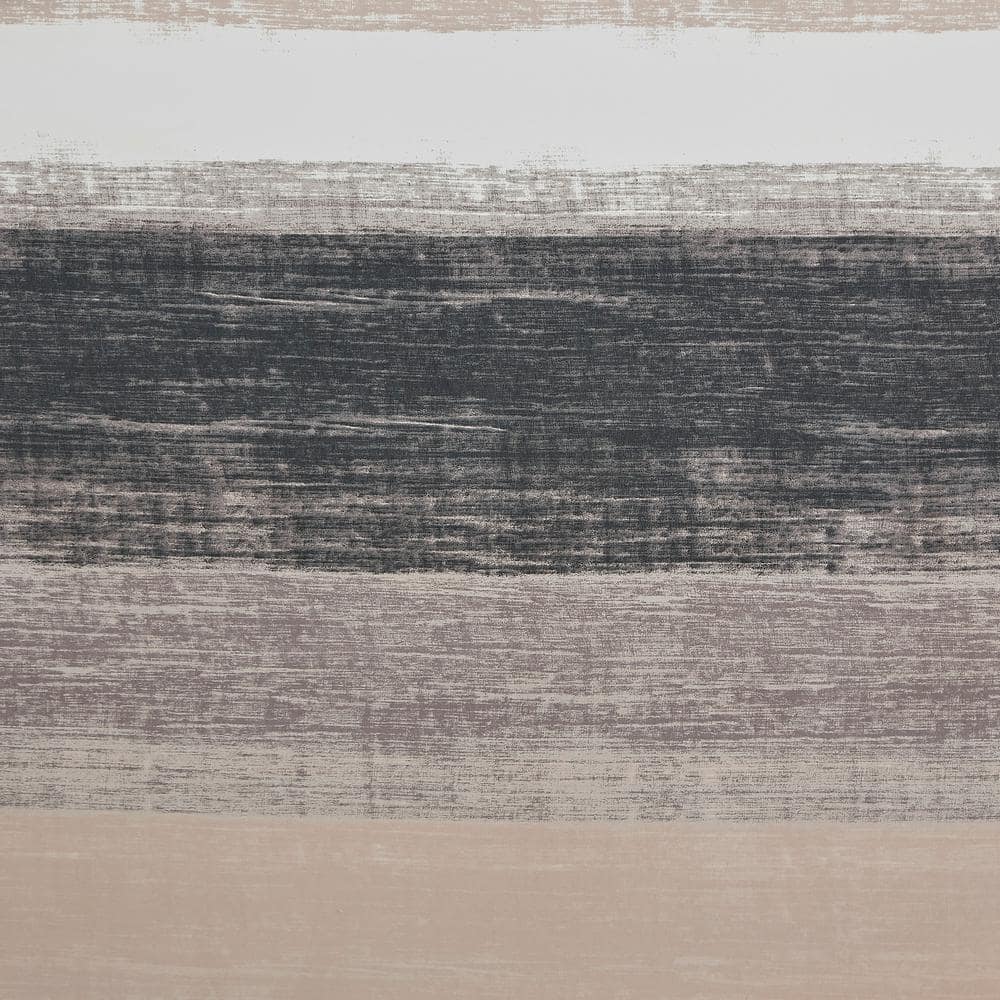 Taupe and Black Watercolor Stripe Shower Curtain with Liner