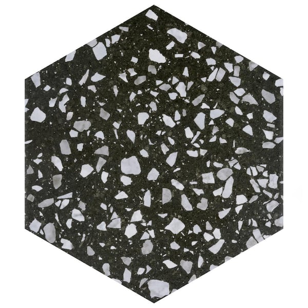 Merola Tile Venice Hex Black 8-5/8 in. x 9-7/8 in. Porcelain Floor and Wall Tile (11.5 sq. ft./Case)