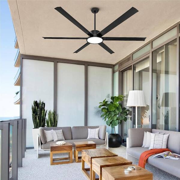Ohniyou 72'' Indoor/Outdoor Ceiling Fan With Light & Remote – 8 Wood Blades, Reversible DC Motor, 6 Speeds – Farmhouse Style For Living Room, Patio, Bedroom (Black & Wood)