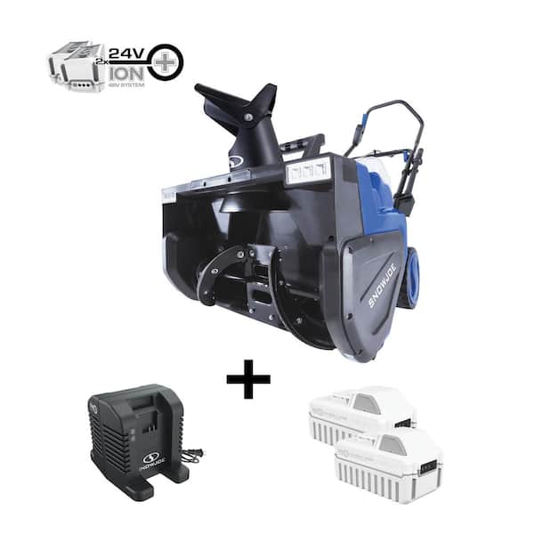 Photo 1 of 22 in. 48-Volt Single-Stage Cordless Electric Snow Blower Kit with 2 x 8.0 Amp Batteries Plus Charger