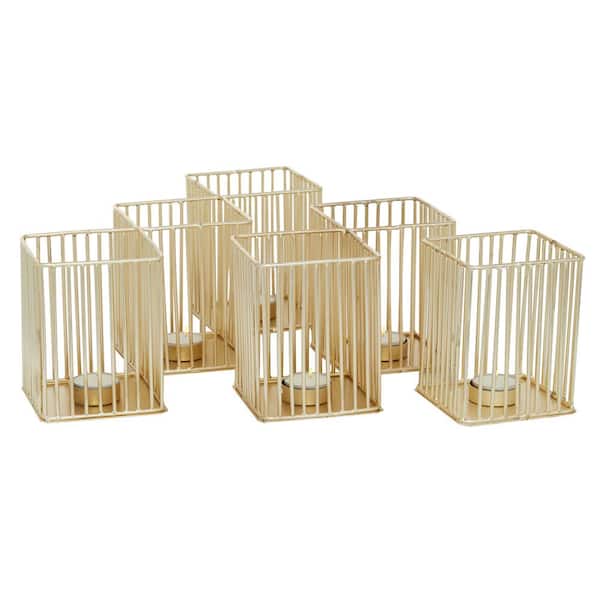 Litton Lane Gold Metal Modern Candle Holder (Set of 3)