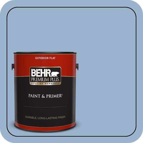 BEHR PREMIUM PLUS 1 gal. #PPU14-10 Blue Suede Flat Exterior Paint & Primer