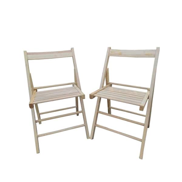 Otryad 17 in. W x 19 in. D x 31 in. H Solid Wood Folding Slatted Outdoor Dining Chair in Natural (Set of 2)