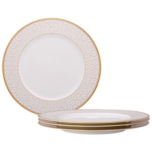 Noble Pearl 11 in. (White) Bone China Dinner Plates, (Set of 4)
