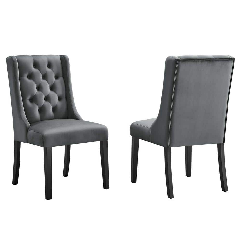 Baronet Gray Velvet Upholstered High Back Side Chair Set