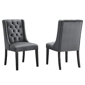 Baronet Gray Performance Velvet Tufted Dining Side Chairs (Set of 2)