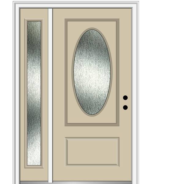 MMI Door 50 in. x 80 in. Left-Hand/Inswing Rain Glass Wicker Fiberglass Prehung Front Door on 4-9/16 in. Frame