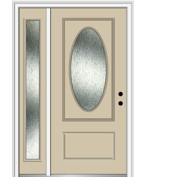 MMI Door Rain Glass 48 in. x 80 in. Left-Hand Inswing Wicker Fiberglass Prehung Front Door on 6-9/16 in. Frame