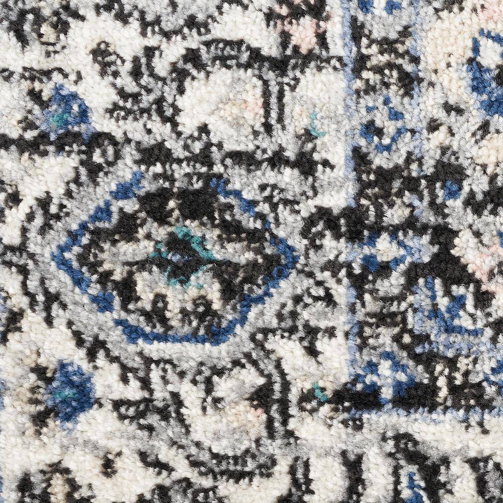 Passion Floral Black and Ivory Easy-Care Area Rug
