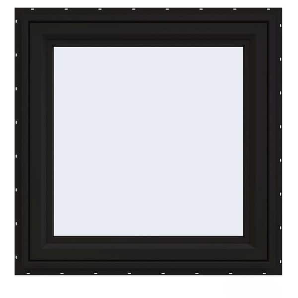 JELD-WEN 36 in. x 36 in. V-4500 Series Black FiniShield Vinyl Left-Handed Casement Window with Fiberglass Mesh Screen