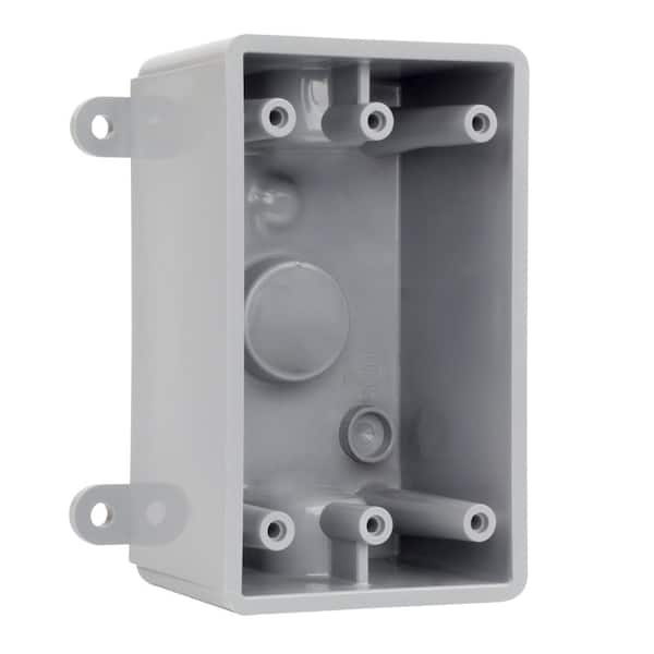 Commercial Electric 1/2 in. Gray 1-Gang 3-Holes Non-Metallic Weatherproof Box