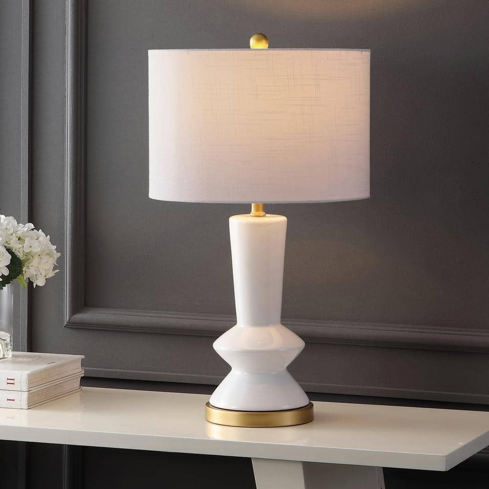 Ziggy 27 in. White/Brass Gold Ceramic/Metal Contemporary Glam LED Table Lamp price history on PriceWatchPro