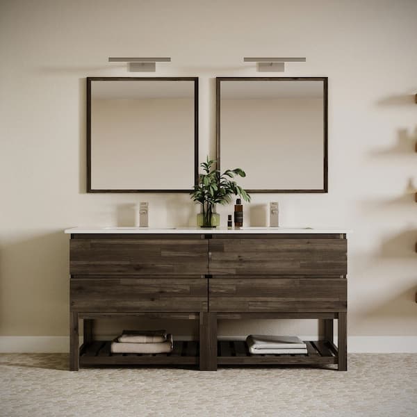 Formosa 70 in. Freestanding Open Bottom Double Bath Vanity Cabinet without Top in Acacia