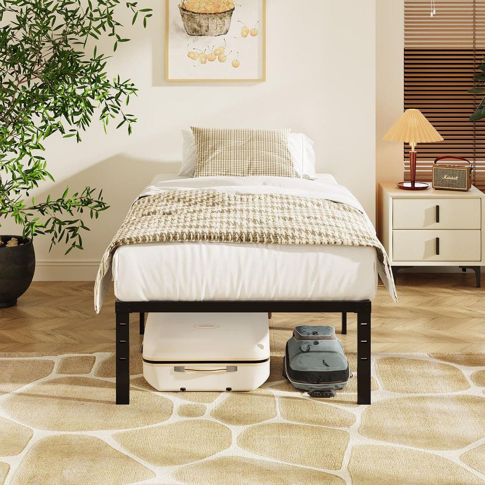 14 in. Black Metal Frame Queen Platform Bed No Box Spring Needed - thumbnail 10