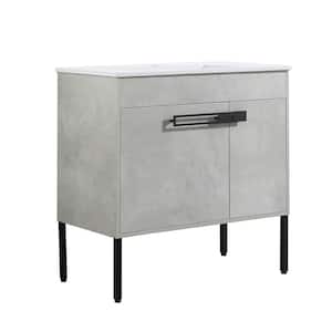 36 in. W x 18.3 in. D x 35 in. H Single Sink Optional Conversion Bath Vanity in Cement Gray with White Ceramic Top