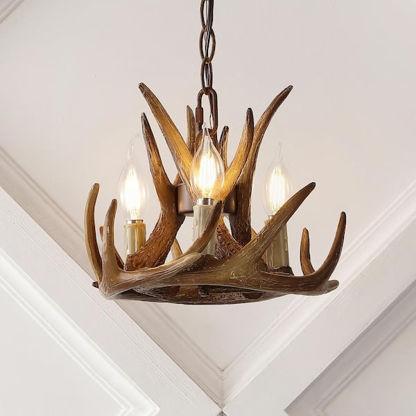 JONATHAN Y Nelle 11.5 in. Adjustable Resin Antler 3-Light LED ...