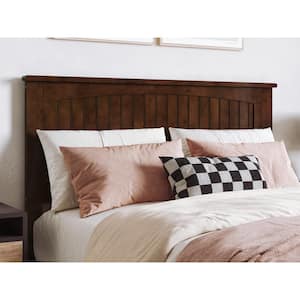 Nantucket Walnut Brown Full Solid Wood Panel Headboard with Attachable Charger
