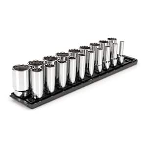 1/2 in. Drive Deep 12-Point Socket Set with Rails (3/8 in.-1-1/2 in.) (19-Piece)