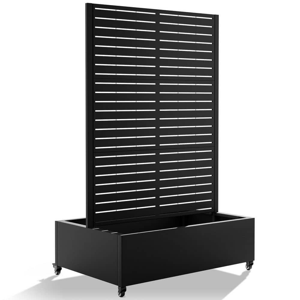 35 in. x 24 in. x 71 in. Double-Sided Black Metal Raised Garden Planter Box with Trellis, Rolling Wheels price history on PriceWatchPro