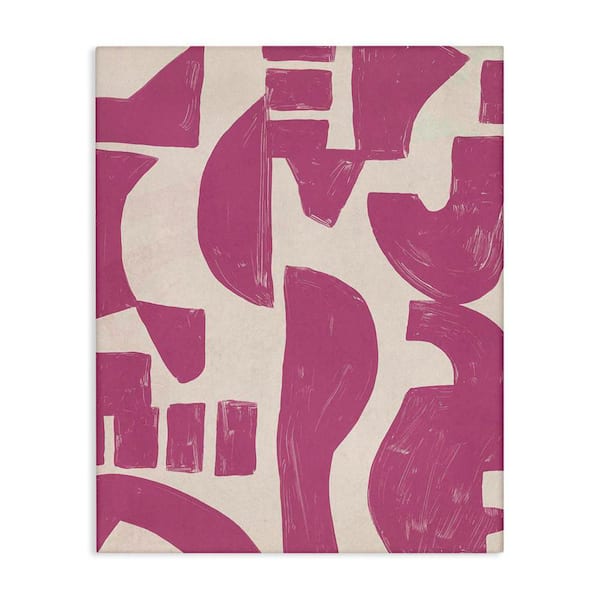 Purple Asymmetrical Shapes by June Erica Vess Unframed Abstract Graphic Art Print 40 in. x 30 in.