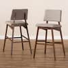 Baxton Studio Colton 42 in. Light Gray and Walnut Bar Stool Set of