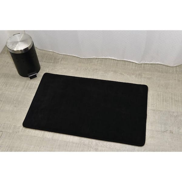 Microfiber Non Skid Bath Mat Rug Rectangular 29.5 esL x 17W Black 7703103  - The Home Depot