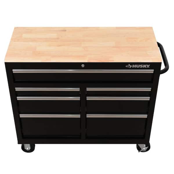 Husky Standard Duty 41 in. 7-Drawer Gloss Black Mobile Workbench
