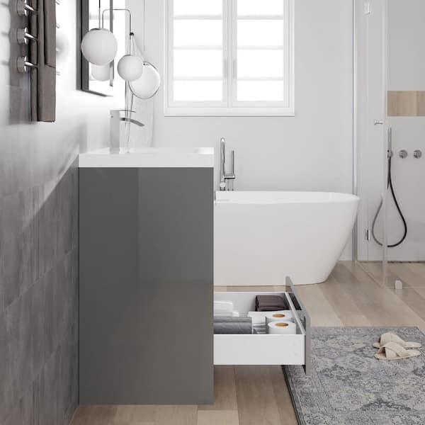 Lugano 30 in. Single Sink Gray Bath Vanity with White Acrylic Top (Assembled)