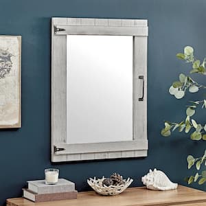 Medium Rectangle Rustic Gray Classic Mirror (34 in. H x 25.5 in. W)