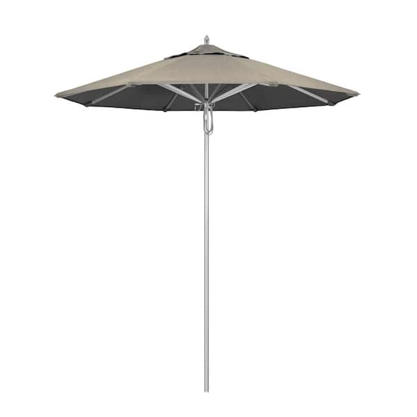 California Umbrella 7.5 ft. Silver Aluminum Commercial Market Patio Umbrella with Pulley Lift in Spectrum Dove Sunbrella