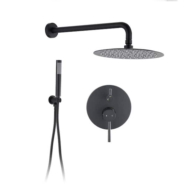 Unbranded Single Handle 2-Spray Shower Faucet 1.8 GPM with High Pressure in Matte Black (Valve Included)