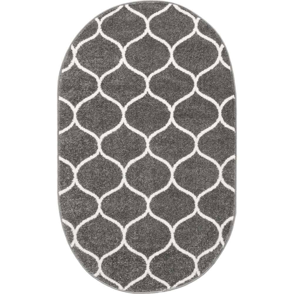 Trellis Frieze Rounded Dark Gray 3 ft. x 5 ft. Area Rug price history on PriceWatchPro