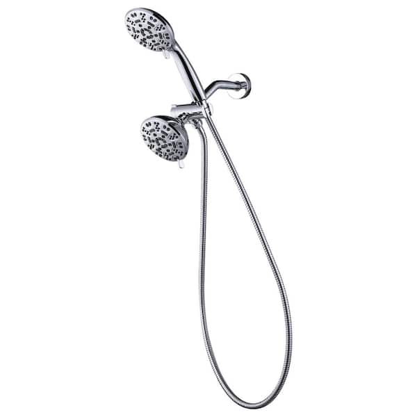 ALEASHA 7-Spray 4.5 in. Dual Wall Mount Shower Head and Handheld Shower Head 1.8 GPM in Chrome