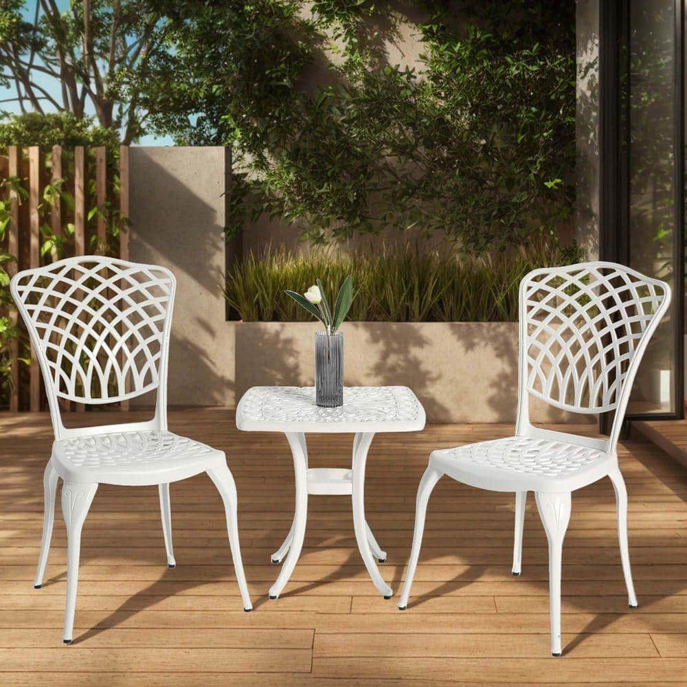 bistro patio set with umbrella hole Phi Villa 60" Enlarged Basket-wave Sqaure Table The simple yet classic design of this outdoor bistro set complements any outdoor decoration Costway 3 PCS Patio Bistro