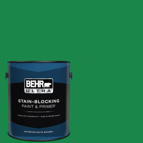 BEHR ULTRA 1 gal. #460B-6 Chlorophyll Satin Enamel Exterior Paint & Primer