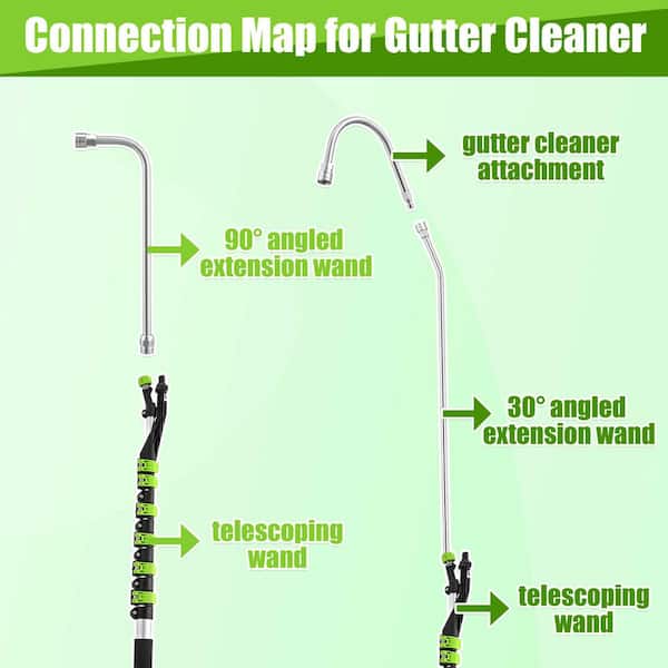 Laybus 21 ft. Aluminum Telescoping Pressure Washer Wand with Brush