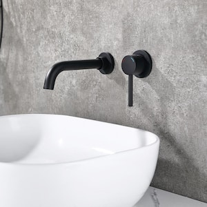 Single-Handle Wall Mount Bathroom Faucet in Matte Black