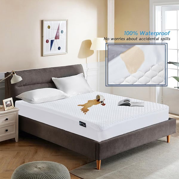 Fabric Waterproof Queen Mattress Cover Stretches up to 18 in. Deep