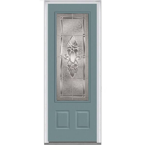 MMI Door 36 in. x 96 in. Heirloom Master Left-Hand Inswing 3/4-Lite Decorative Painted Fiberglass Smooth Prehung Front Door