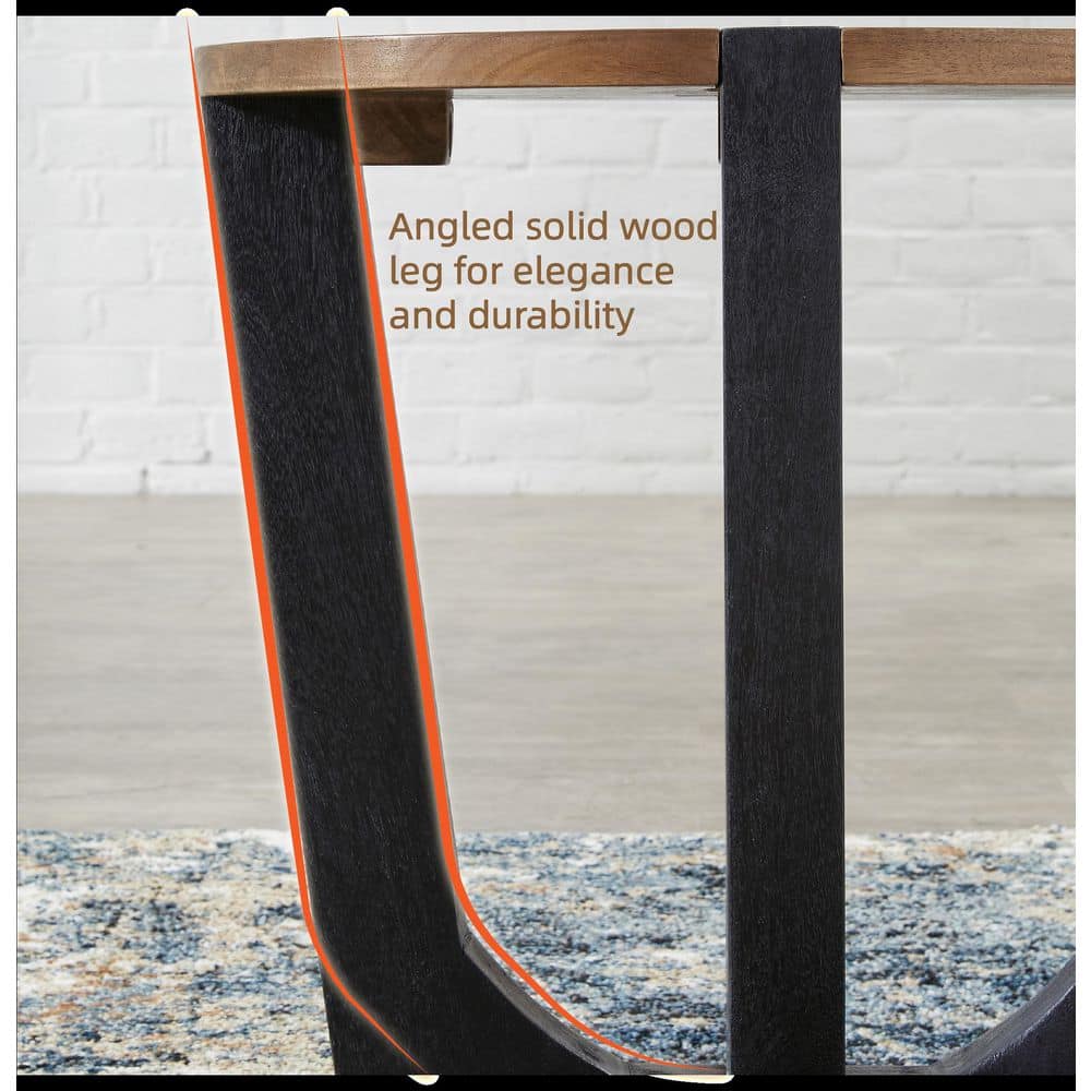 Hanneforth 22.25 in. Brown/Black Round Wood End Table - thumbnail 4